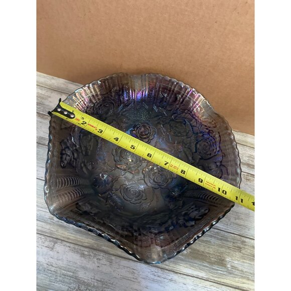 Imperial Carnival Glass Three Footed Bowl 11" - Picture 8 of 11